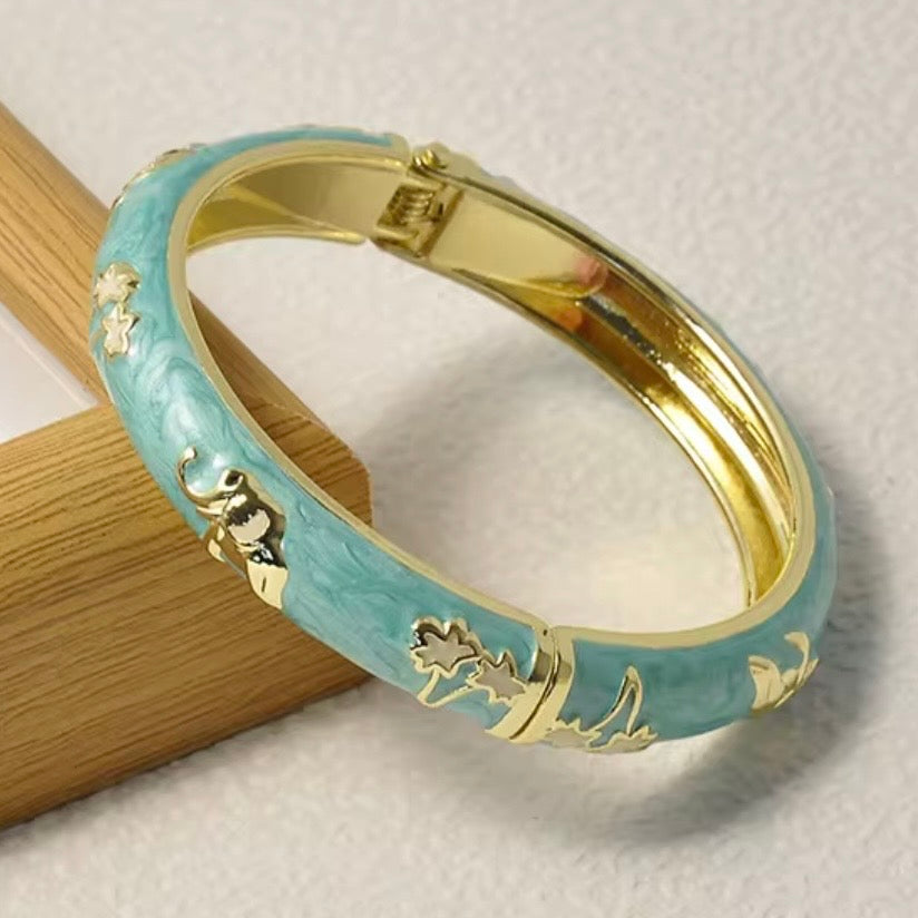 Teal Elephant Bangle