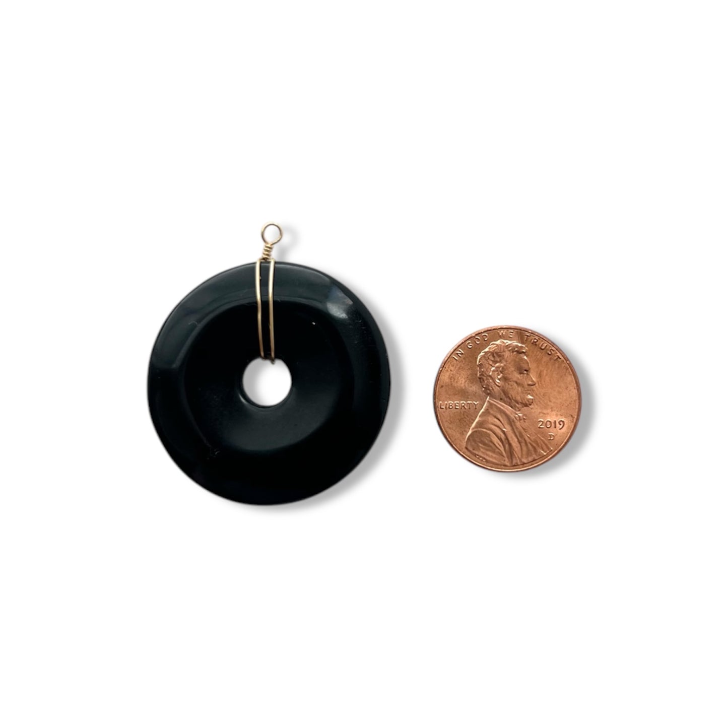 Black Obsidian Pi Stone Statement Charm