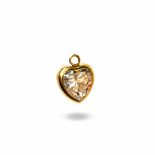 Gold Filled Cubic Zirconia Faceted Heart Charm