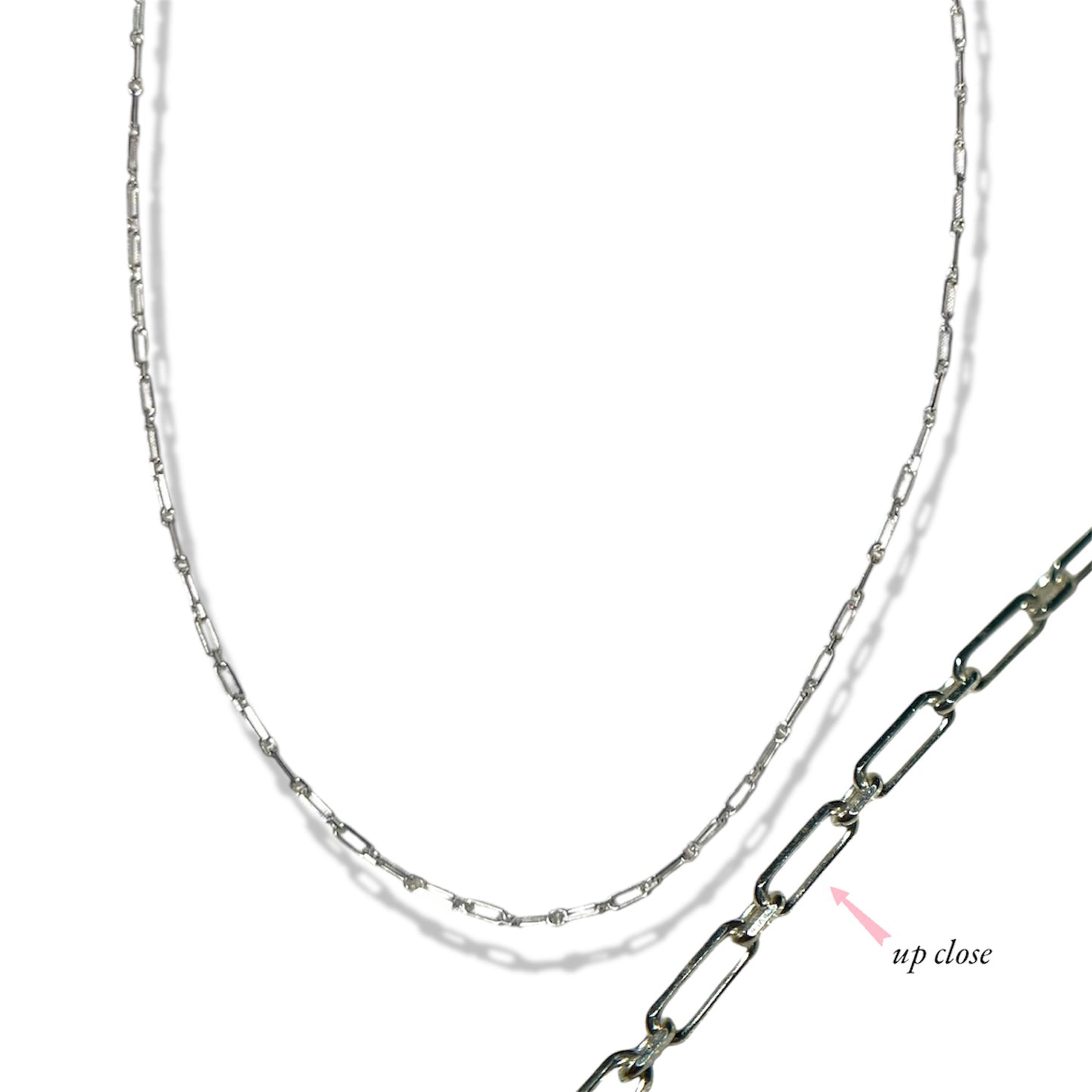 925 Sterling Silver Paper Clip Chain : Style B