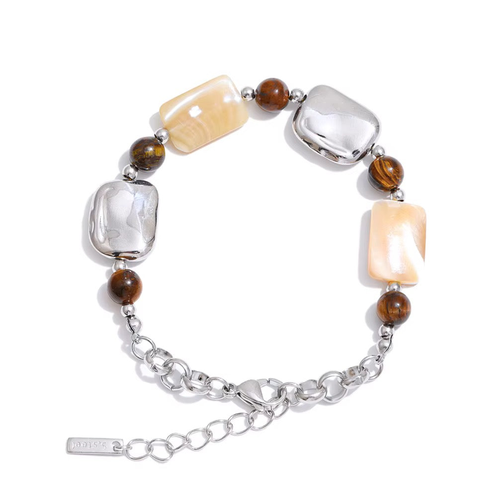 Chic Tiger’s Eye & Shell Bracelet