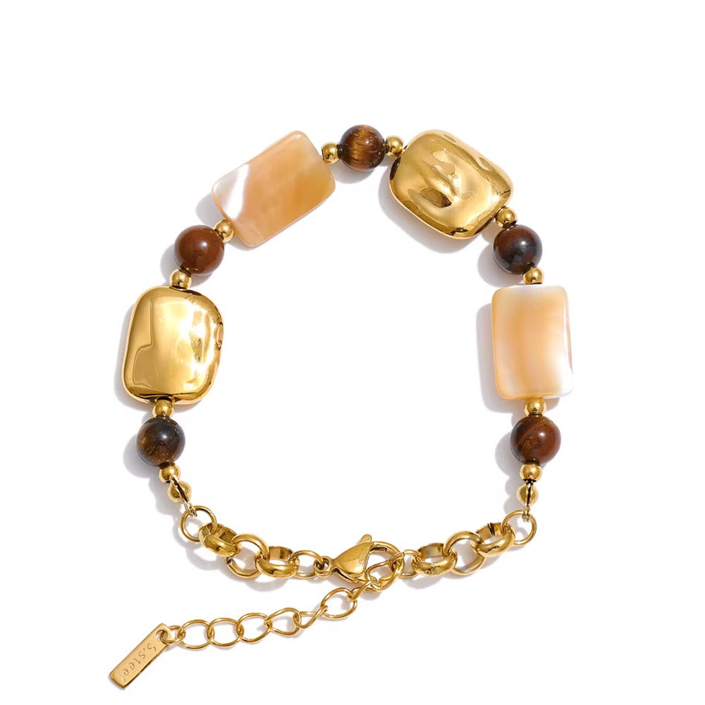 Chic Tiger’s Eye & Shell Bracelet