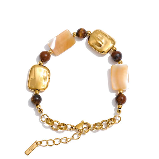 Chic Tiger’s Eye & Shell Bracelet